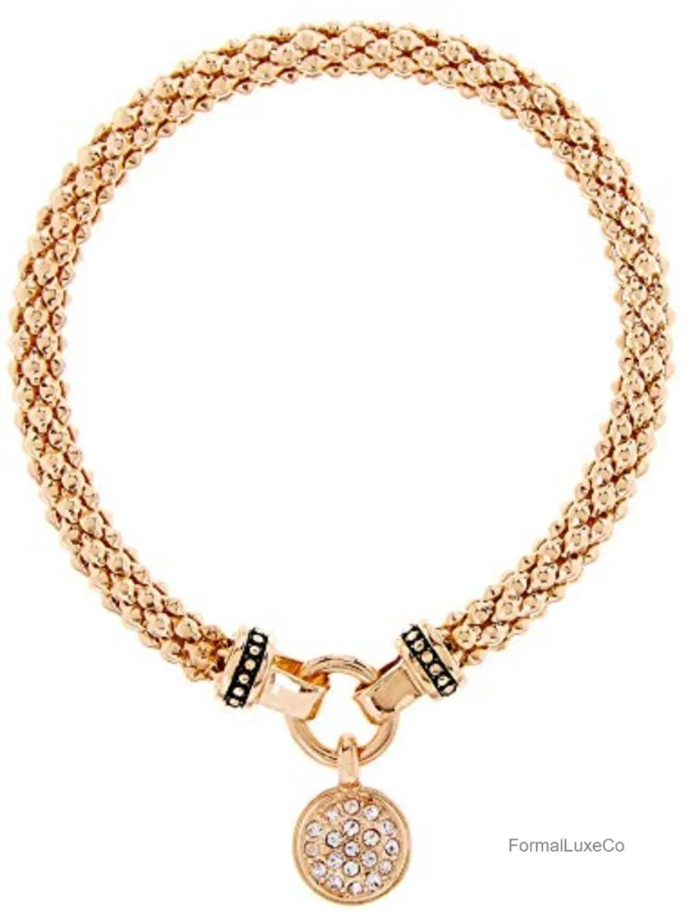 Nine West Women's Gold Tone Crystal Stretch Bracelet Set Stackable Jewelry